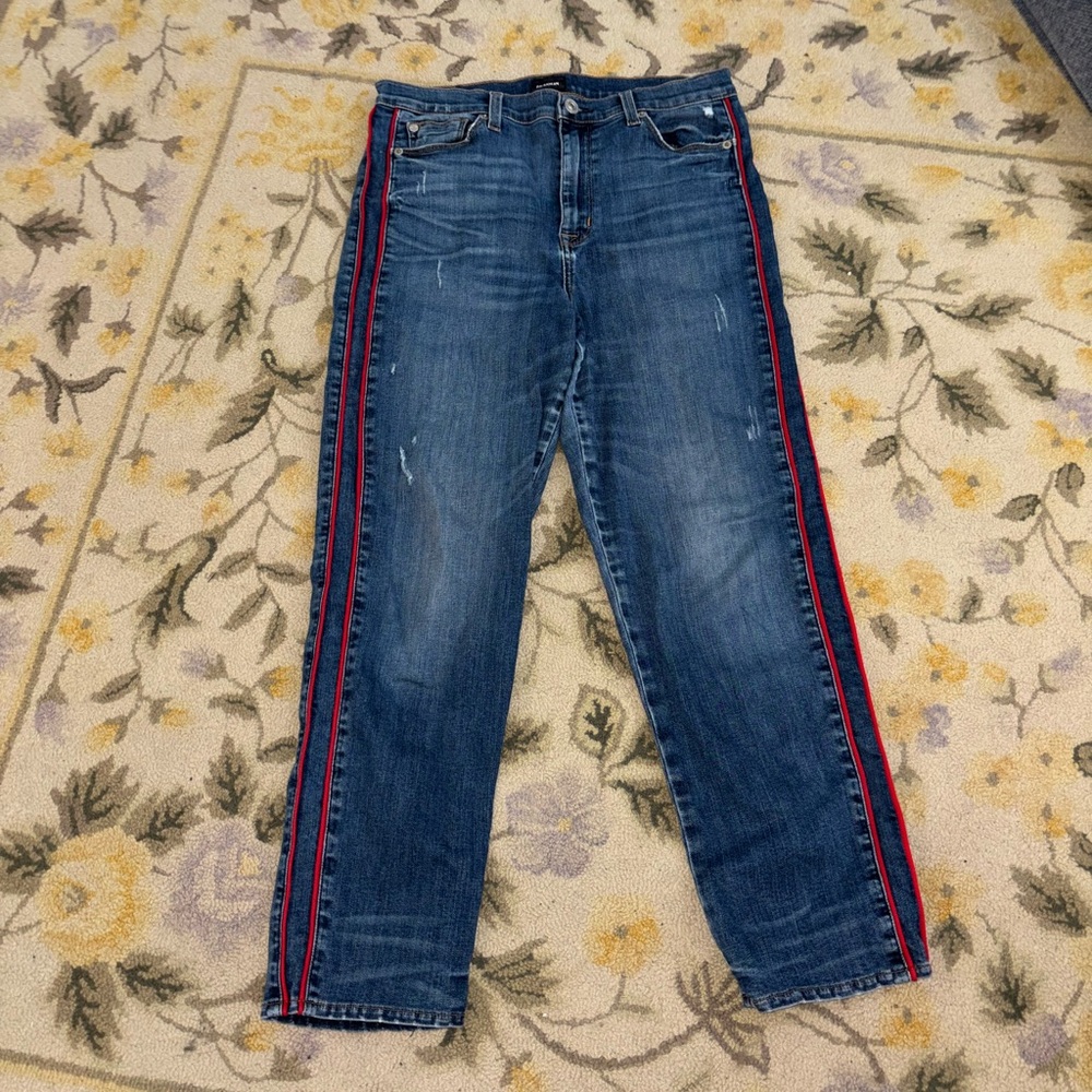 Hudson Blue Jeans with Red Stripe